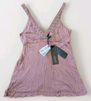 Liu Jo Babydoll 44 Linen Metallic Lace Cami Tank Top Lilac Mauve NWT Italy